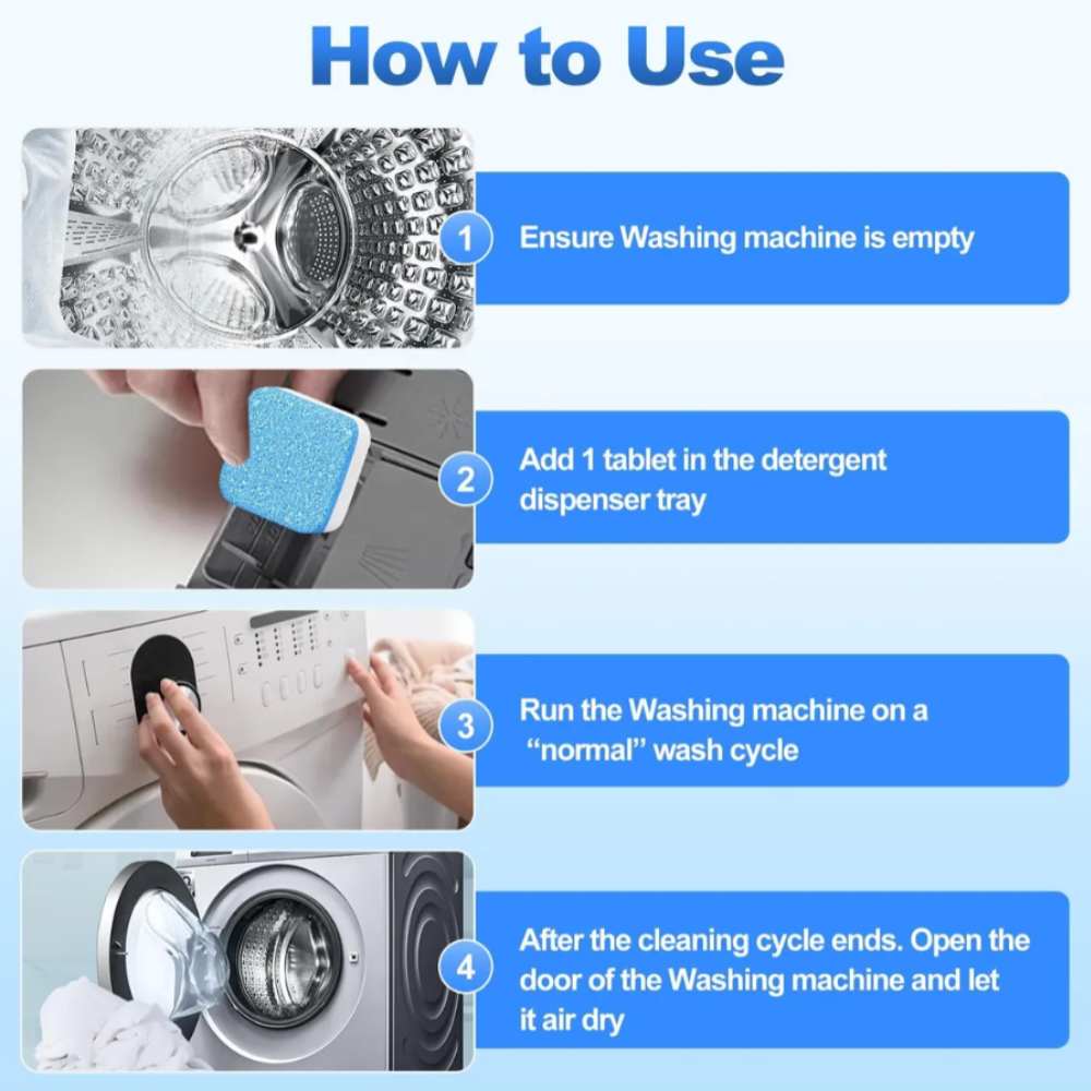 Vista 2 de Kit Pastillas Limpieza Lavadora 12 pcs